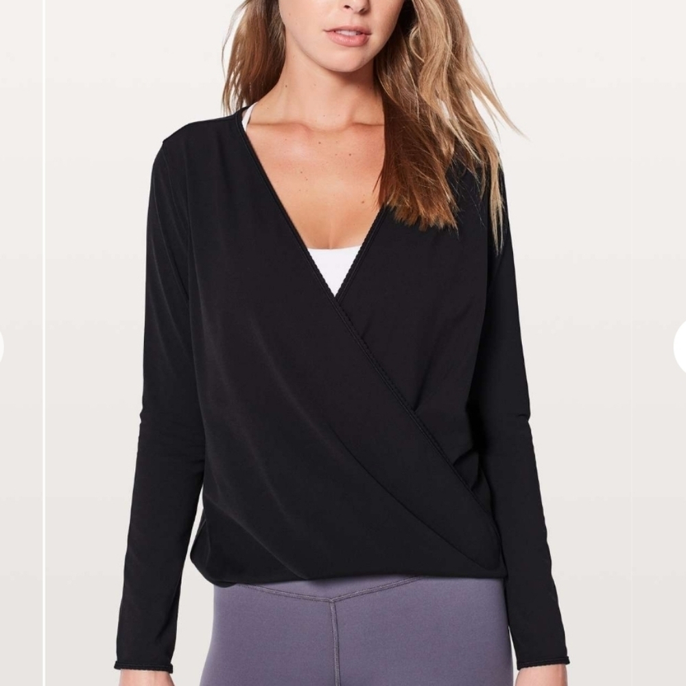 Lululemon black Full Freedom Long Sleeve surplice top size 2 - Picture 2 of 7